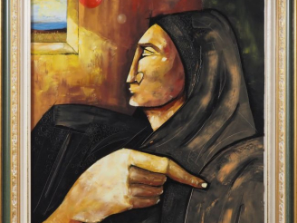 Vente aux enchères Juan COOK.  "l'annonciation" Huile sur toile, signée en bas à gauche  