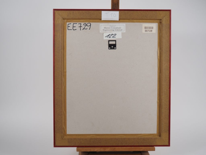 Juan COOK. "Le repos du chat" Huile sur carton, signée en bas à droite