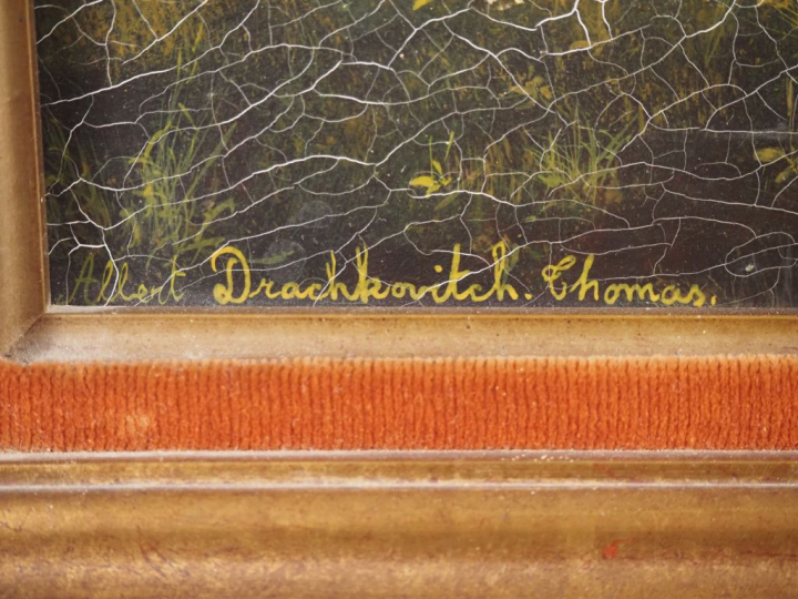 Albert DRACHKOVITCH.  "Fin d'automne" Huile sur isorel, signée en bas 