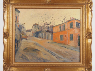Vente aux enchères E. FEBVRE.  "le vieux Montmartre, la rue des saules, coin de la maison