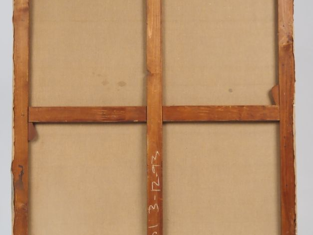 Claude GEORGES.  "Abstraction" Huile sur toile, porte une étiquette : 