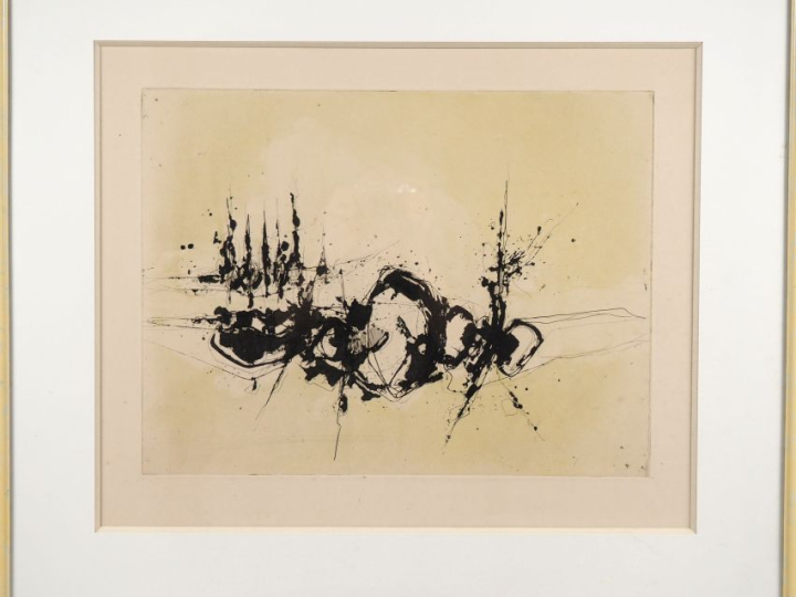 Claude GEORGES.  "composition" Aquatinte Dim. À vue du sujet : 34,5 x 
