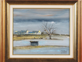 Vente aux enchères Gérard GOUVRANT. "le bras de mer" Huile sur toile, signée en bas à dro