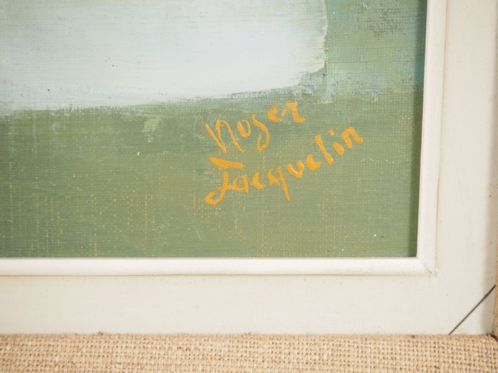 Roger JACQUELIN.  "nature morte" Huile sur toile, signée en bas à droi