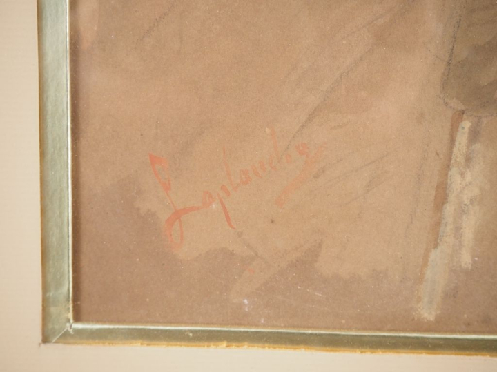 Pierre LAPLANCHE.  "le mendiant" Dessin  Dim. 25 x 22 cm
