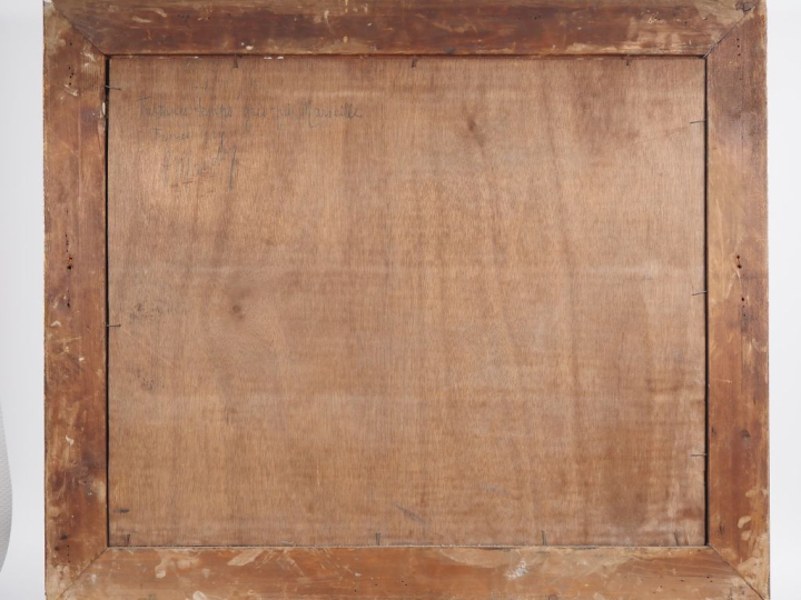 Ed. MANDON. "Marseille, tartanes, temps gris" Huile sur panneau, signé