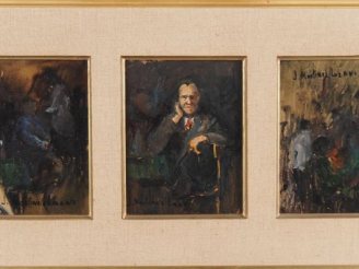 Vente aux enchères Josep MARTINEZ LOZANO.  "portraits" Tryptique signé Dim. du cadre : 96