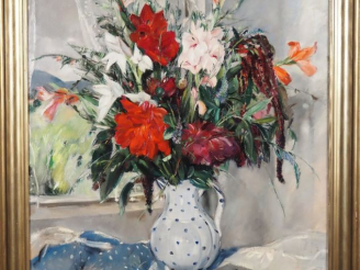 Vente aux enchères Louis MOREL.  "Nature morte  aux fleurs d'été" Huile sur toile, signée