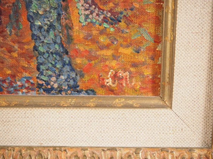 Lucien NEUQUELMAN.  "les clowns" Huile sur toile, monogrammée en bas à