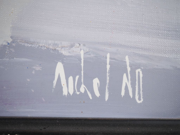 Michel NO.  "Les marchandes" Huile sur toile, signée en bas à droite  
