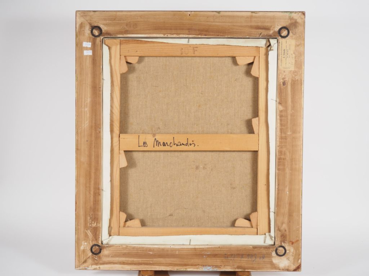 Michel NO.  "Les marchandes" Huile sur toile, signée en bas à droite  