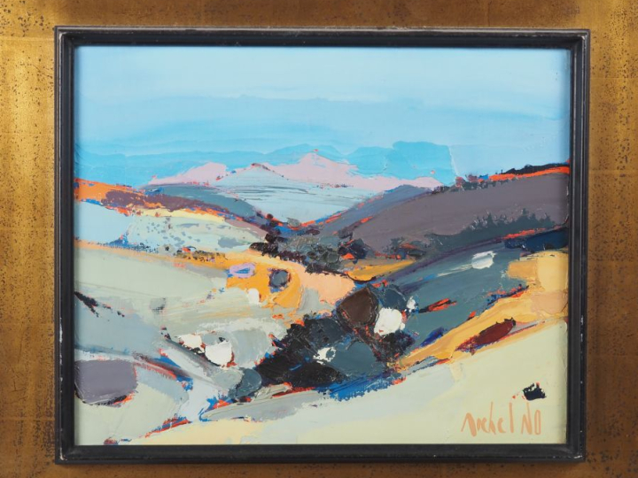 Michel NO.  "paysage"  Huile sur toile, signée en bas à droite  Dim. 3