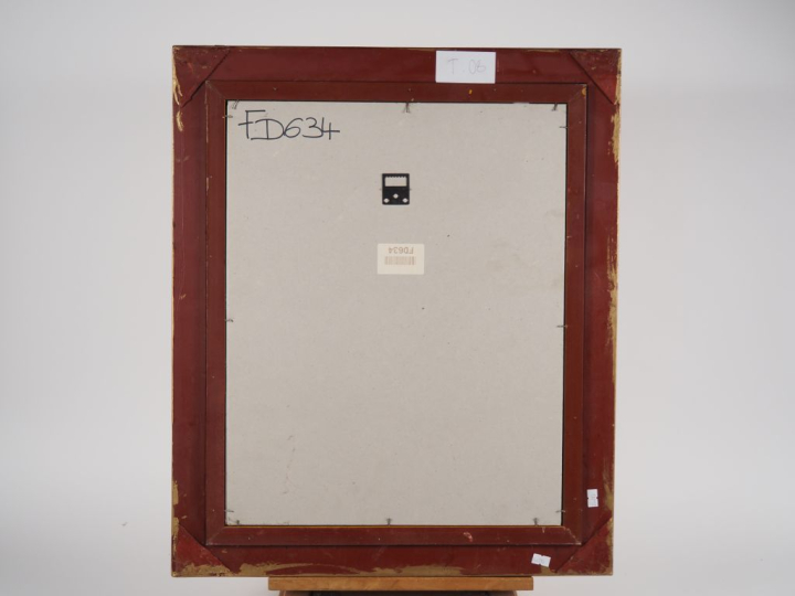 Pierre Edmond PERADON.  "l'église" Huile sur papier, sous verre signée