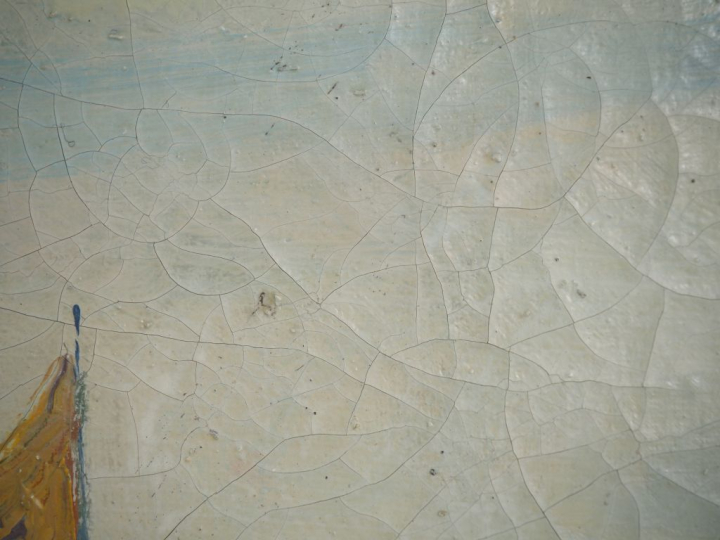 Marcel POISSONNIE.  "Marine" Huile sur toile, signée en bas à gauche D