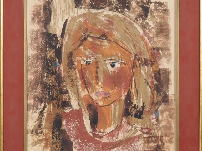 Louis Charles PINET DE GAULADE. "portrait de jeune blonde" Gouache, si