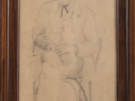 Tristan RICHARD. (Attribué à)  "Portrait de Mr Riol à la pipe" Dessin 