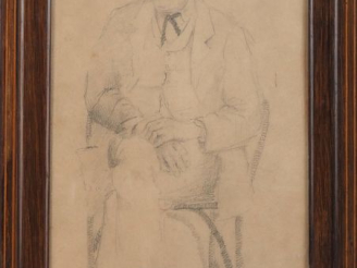 Vente aux enchères Tristan RICHARD. (Attribué à)  "Portrait de Mr Riol à la pipe" Dessin 