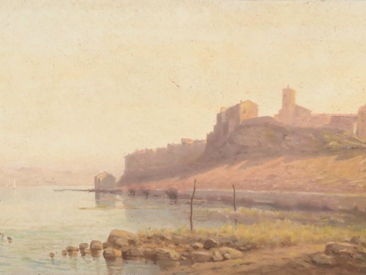A. RIVAL.  "L'étang de Bages" Huile sur toile, signée en bas à gauche 