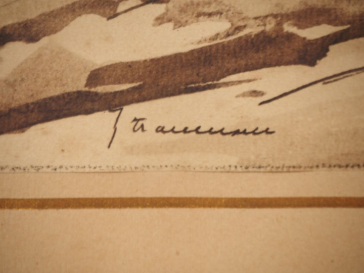 Jacques TRAVERSIER.  "Entre Chabestas et Veynes" Encre signée en bas à