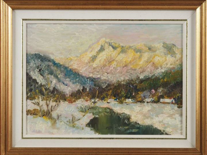 ANNA MARIA VINCI.  "Val di susa" Huile sur toile marouflée sur panneau