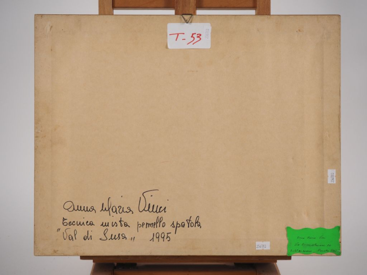 ANNA MARIA VINCI.  "Val di susa" Huile sur toile marouflée sur panneau