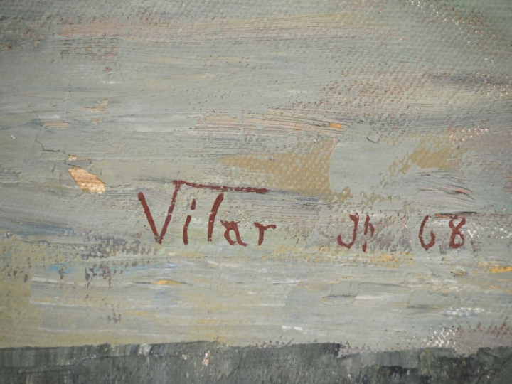 VITAR.  "Bouquet de chardons"  Huile sur toile, signée en bas à droite