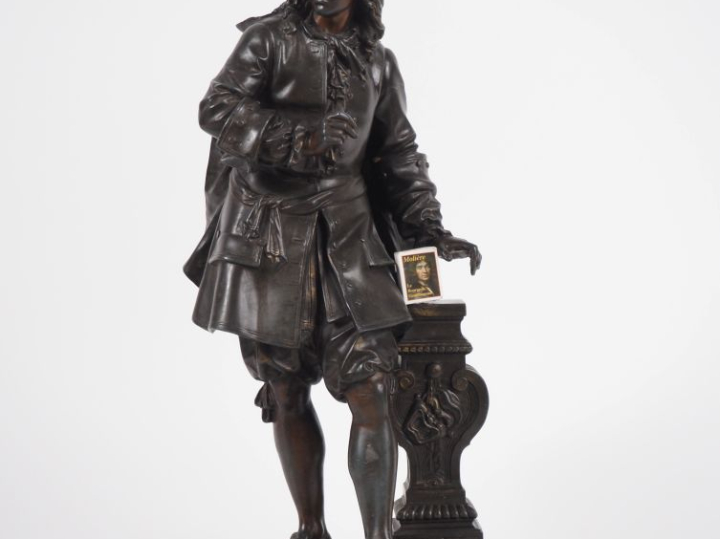 BOURET.  "Molière" Sujet en régule. H. 42,5 cm