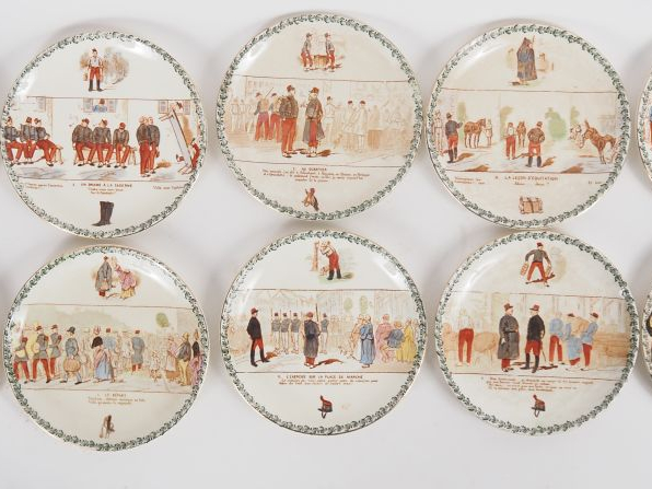 CHOISY LE ROI.  10 assiettes en faience fine, décor imprimé de la vie 