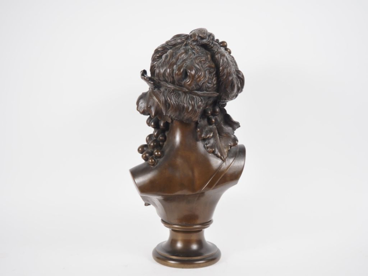 JC de BLEZER.  "portrait de Bacchanale en buste" Sculpture en bronze S