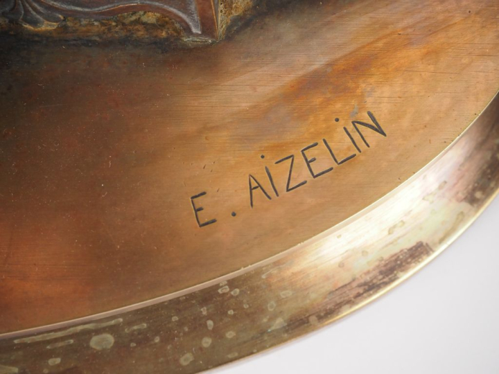 Eugène AIZELIN.  "Mère à l'antique et ses enfants" Grand groupe en bro