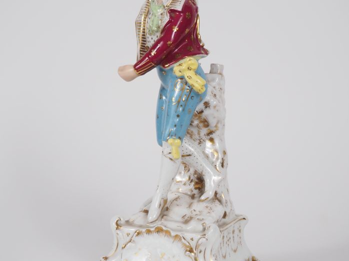 Porte plumes Napoléon III en porcelaine de Paris, à décor de gentilhom