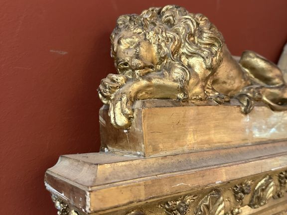 Très belle glace de cheminée Napoléon III de style Louis XIV en bois e