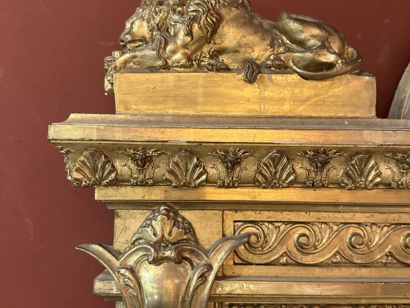 Très belle glace de cheminée Napoléon III de style Louis XIV en bois e