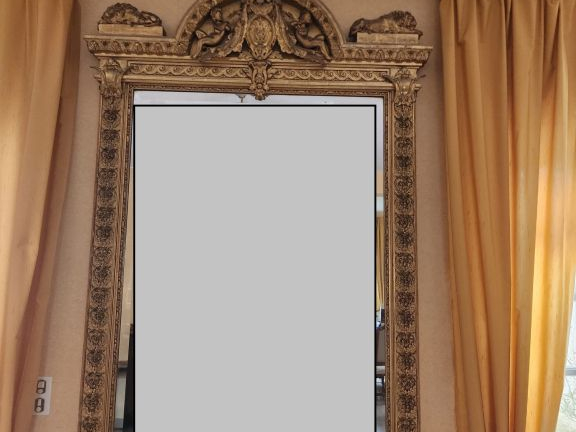 Très belle glace de cheminée Napoléon III de style Louis XIV en bois e