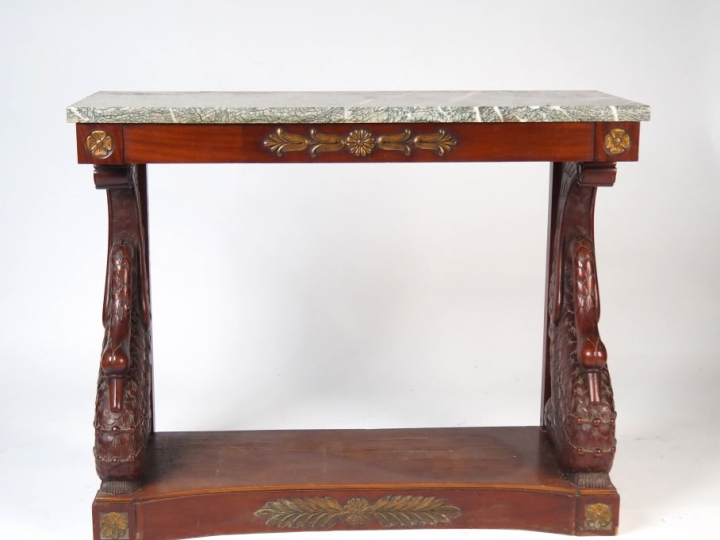 Console et grand guéridon de style Empire en acajou et placage d'acajo