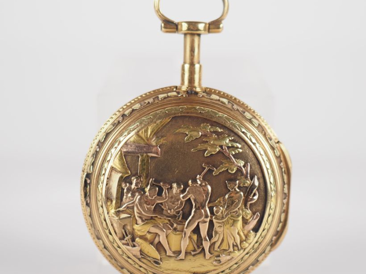 André BRAZIER N°8521 Montre de gousset en or jaune 750.  Cadran à chif