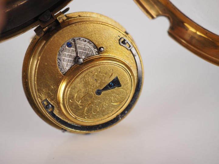 André BRAZIER N°8521 Montre de gousset en or jaune 750.  Cadran à chif