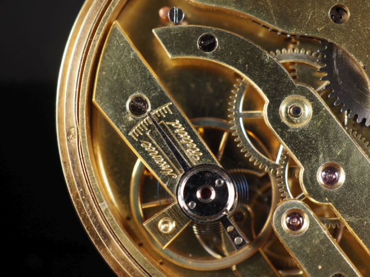 Montre de gousset en or jaune 750.  Cadran à chiffres romains pour les
