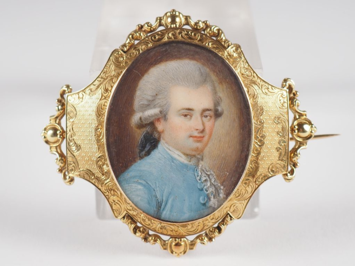 Broche ornée d'une miniature fin XVIIIème - début XIXème, "portrait du