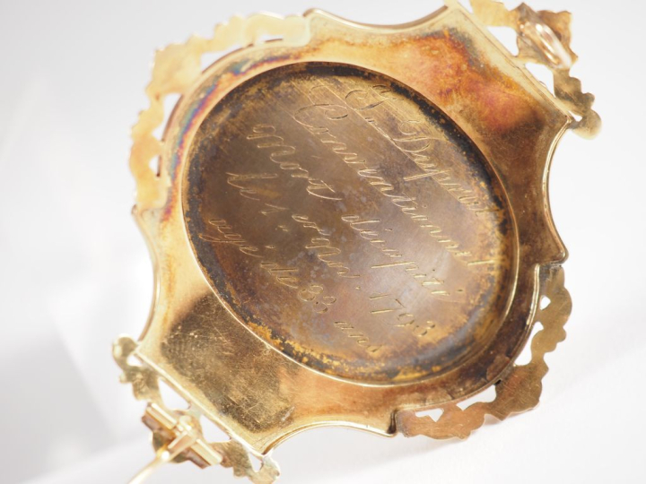 Broche ornée d'une miniature fin XVIIIème - début XIXème, "portrait du