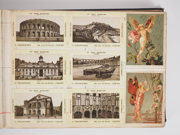 Album de cartes postales, vignettes et chromos contenant 61 pages rect