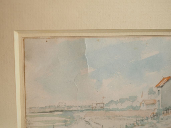 CHARTIER. Deux encadrements contenant 8 aquarelles, "vues de ports". S