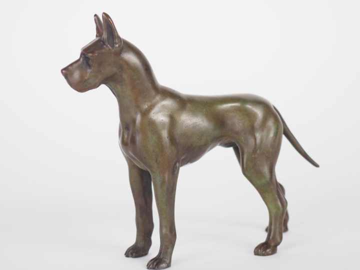 Sujet début XXème, " Dogue allemand". Dim. 13,5 x 17 cm.