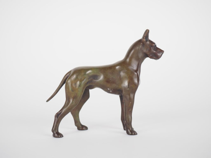 Sujet début XXème, " Dogue allemand". Dim. 13,5 x 17 cm.