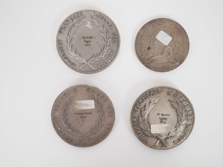 Quatre différentes médailles en argent 925 d'après Charon, Rodier, Gra