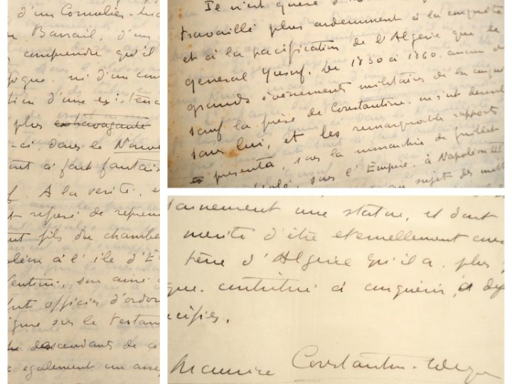 [ALGÉRIE]. CONSTANTIN-WEYER (M.). LE GÉNÉRAL YUSUF. 8 pages sur 8 feui