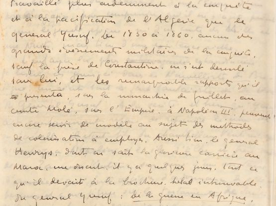 [ALGÉRIE]. CONSTANTIN-WEYER (M.). LE GÉNÉRAL YUSUF. 8 pages sur 8 feui