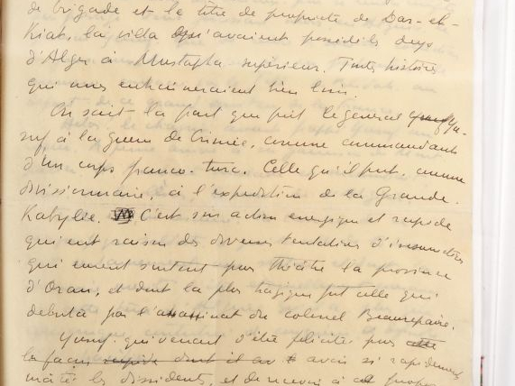 [ALGÉRIE]. CONSTANTIN-WEYER (M.). LE GÉNÉRAL YUSUF. 8 pages sur 8 feui