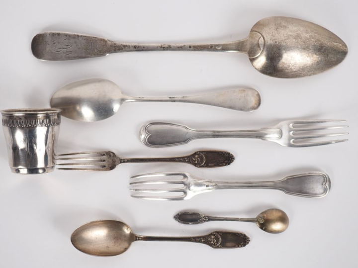 Cuillère à ragout en argent 925, modèle uniplat poinçon au premier coq