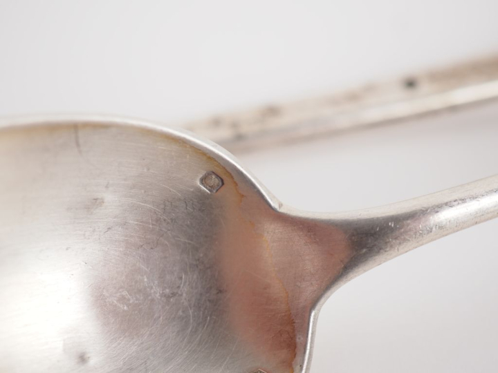 Cuillère à ragout en argent 925, modèle uniplat poinçon au premier coq